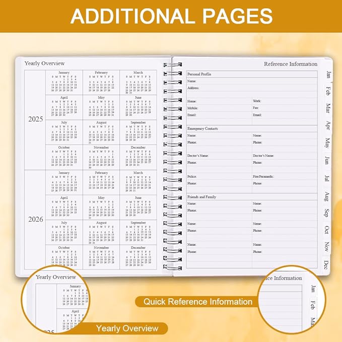 2025 Planner - Planner 2025 for Women & Men, January 2025 - December 2025, Weekly And Monthly Planner with 12 Tabs, 6.4" x 8.5", Leaf
