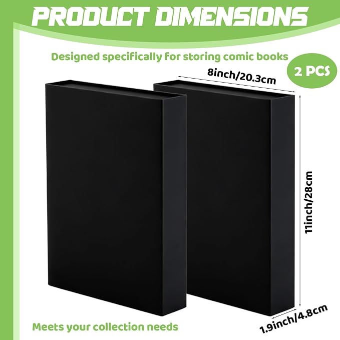 2 Pack Comic Book Storage Folio Comic Book Storage Box with Strong Magnetic Closure Portable Stackable Magazine Travel Case Holder for Silver Age and Modern Showcase Collectibles