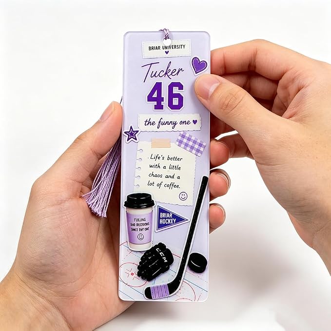 Off-Campus Acrylic Bookmark Set with Tassels, Double-Sided Hockey Romance Bookmarks Featuring Garrett, Logan, Dean & Tucker, Bookish Reader Gift for Romance Book Lovers(5 Piece)