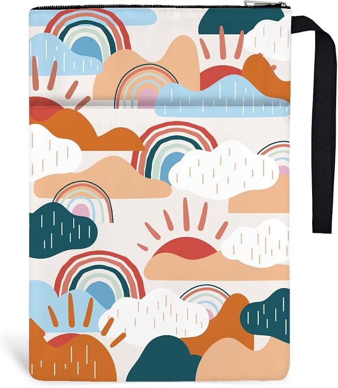 2pcs Polyester Books Sleeve 34cm(13.4inch) x24cm(9.45inch) Clouds Book Protectors with Zipper and Front Pocket Birthday Gift for Students Teachers and Reading Lovers