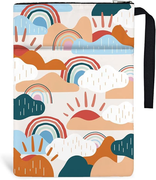 2pcs Polyester Books Sleeve 34cm(13.4inch) x24cm(9.45inch) Clouds Book Protectors with Zipper and Front Pocket Birthday Gift for Students Teachers and Reading Lovers