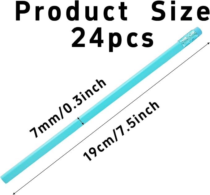24Pcs HB Graphite Triangular Grip Wood Pencils with Eraser for School, Drawing and Sketching, and Office Use(Blue)