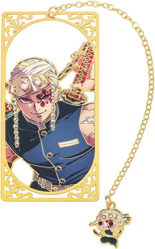 Demon Kamado Bookmark Page Mark, Anime Tanjiron Zenitsu Giyuu Kyoujurou Figure Reading Tool, Stationery Gifts for Reading Lovers Bookworm (Style D)