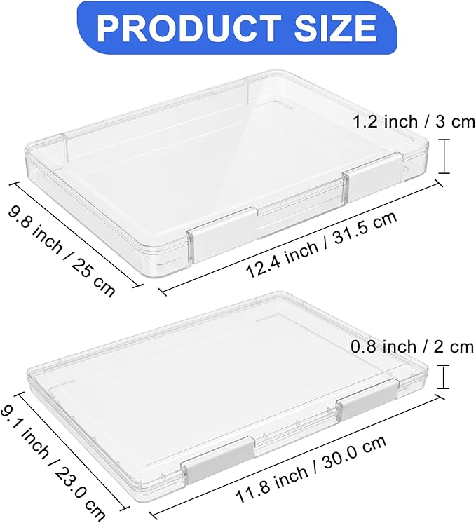 6 Pcs Clear A4 A5 File Box, A4 Paper Organizer Box Scrapbook Paper Storage for 9.8" x 12.4" US Letter Plastic Containers for Craft and Arts Supplies Board Game File Holder Organizer 9" x 12" file case