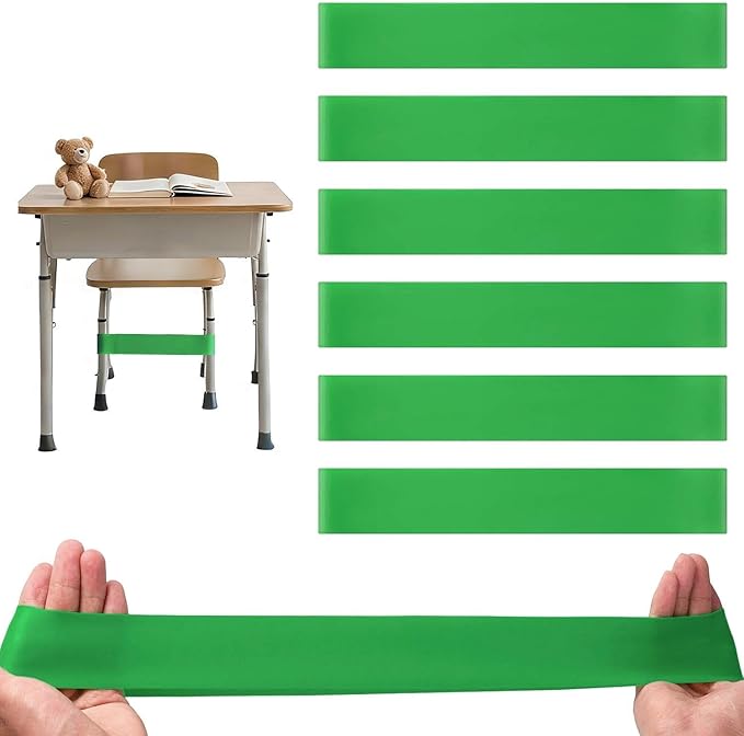 6 PCS Chair Bands With Fidgety Feet Colorful Chair Fidget Bands Desks Stretch Foot Band for ADHD Sensory Flexible Band Classroom Home Chair Fidget Tools (Green, 6 pcs)