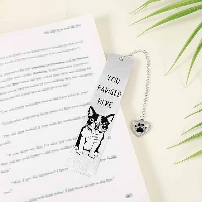 Dog Bookmark for Reading Women, Cute Dog Mom Gifts Funny Metal Dog Book Mark You Pawsed Here Bookmark Doggy Lovers Dogs Themed Gift for Owners Men Women Bookworm (French Bulldog)