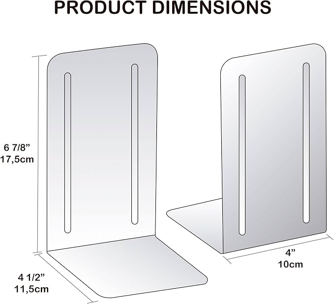 Acrimet Bookends for Shelves, Non-Skid Book Holder, Heavy Duty Book Stopper, Steel Metal Book Ends Storage for Home, Library, 6 7/8" H x 4" W x 4 1/2" D (Green Citrus) (1 Pair / 2 Pieces)