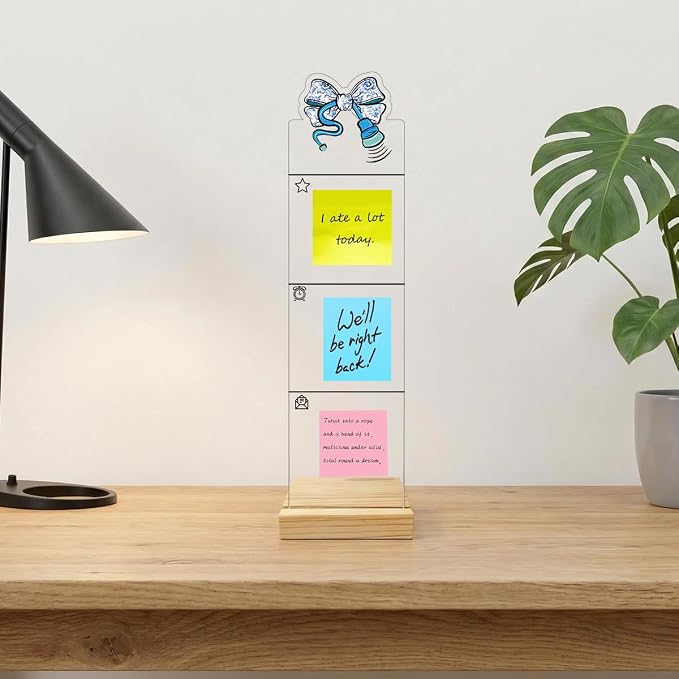 Monitor Memo Board Sticky Note Organizer Computer Monitor Memo Board Stethoscope Acrylic Desk Accessories Removable Wooden Base Set Sticky Notes 100 Sheets 11.8×3.1 inches