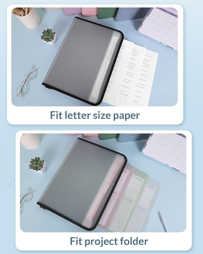 SKYDUE Accordion File Organizer, 7 Pocket Expanding File Folder with Front Pocket, Letter Size, Important Document Organizer with Double Zipper,Travel Folder, School Office Supplies