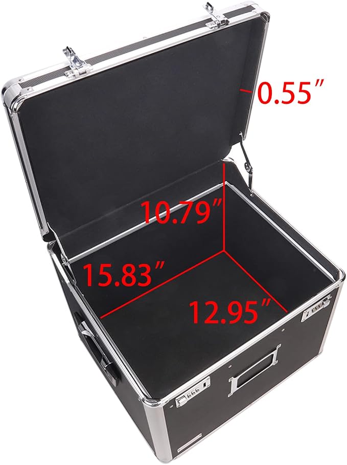 Vaultz Portable File Box with Handle - Dual Lock File Boxes with Lids, Letter & Legal-Size Hanging Folders, Laptop Sleeve - HIPAA Compliant Portable Safe Storage Box, 14.5" x 17.5" x 15.5"