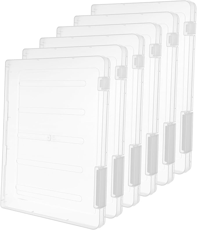 Lurrose 6pcs Plastic File Storage Box Transparent Paper Organizer with Lid for Office School and Home Efficient Bulk