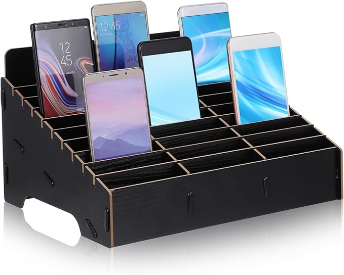 STOBAZA Mobile Phone Storage Box 30 Grid Organizer Desktop Holder for Classroom Office Use Multi-Compartment Cell Phone Caddy 12.40X9.25X7.48In