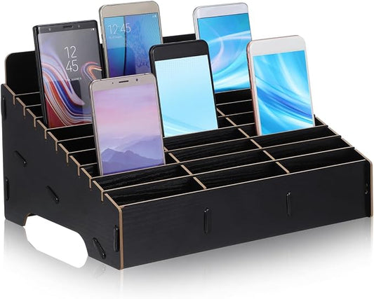 STOBAZA Mobile Phone Storage Box 30 Grid Organizer Desktop Holder for Classroom Office Use Multi-Compartment Cell Phone Caddy 12.40X9.25X7.48In