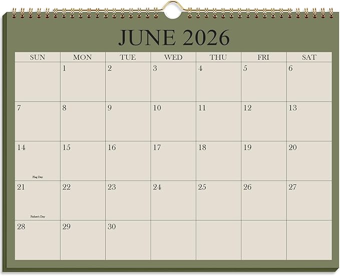 2026-2027 Calendar - Wall Calendar 2026-2027 from June 2026 Until December 2027,19 Months Calendar with Premium Paper, Twin-Wire Binding & Hanging Hook, 8.5" x 11", Green