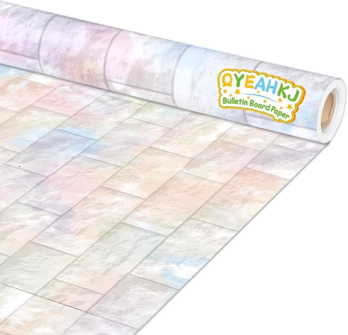 Graffiti Wall Bulletin Board Paper Roll Pastel Brick Gradient Stone Bulletin Board Background Back to School Classroom Decor Poster for Art Craft DIY Projects Home Office Party Supplies 17.7in x 20ft