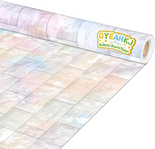 Graffiti Wall Bulletin Board Paper Roll Pastel Brick Gradient Stone Bulletin Board Background Back to School Classroom Decor Poster for Art Craft DIY Projects Home Office Party Supplies 17.7in x 20ft