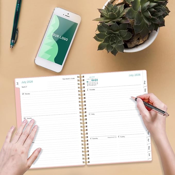 2026-2027 Planner - Academic Planner 2026-2027 from July 2026 to June 2027, Weekly Monthly Planner 2026-27 with 12 Monthly Tabs, Inner Pocket, 6.4" x 8.5", Pink
