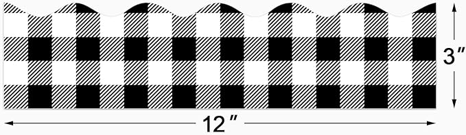 72 Feet Black White Buffalo Plaid Bulletin Board Border Trim for Back to School Christmas Holiday Classroom Offices Decoration