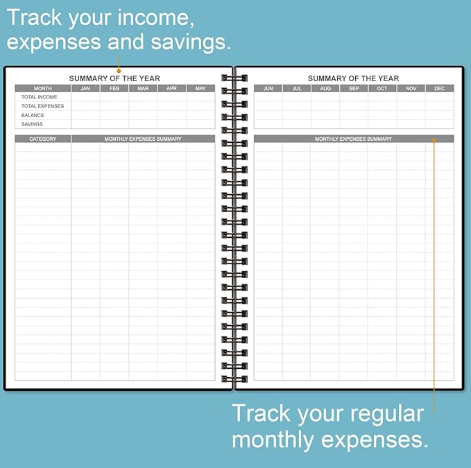 Bill Organizer - Monthly Bill Payment for Personal Budgeting Financial, Payments Checklist Organizer, 5.8" x 8.5", Black