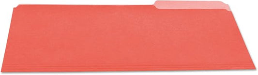 Colored File Folders, 1/3 Cut One-Ply Top Tab, Letter, Red, 100/Box