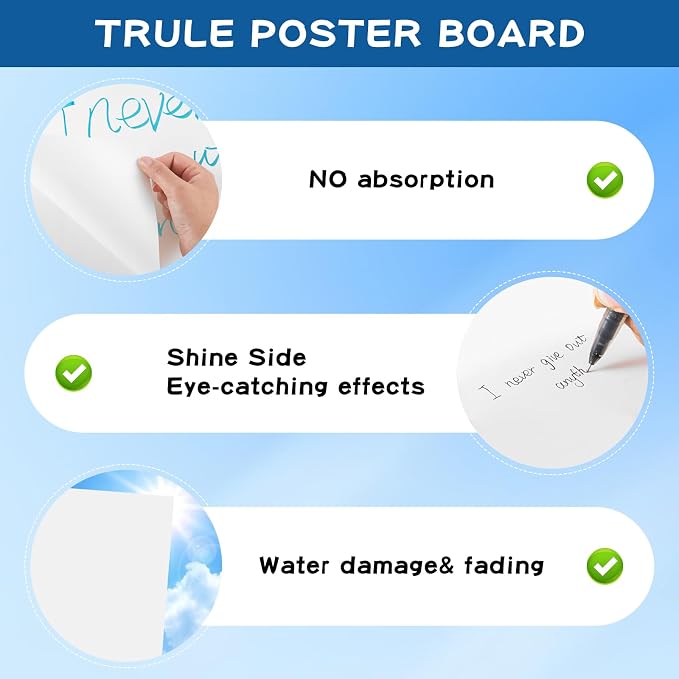 VinTS 22x28 White Poster Board, 60Pcs Poster Paper,2 Side Glossy & Matte Thickness Poster Board Bulk for Vision, Science Fair, School Arts (Pack of 60)