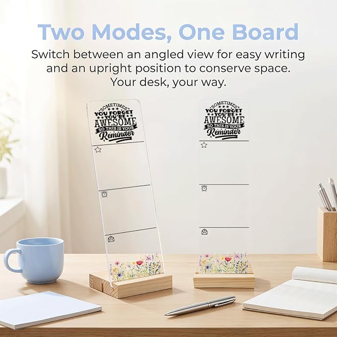 Sticky Note Holder Acrylic Monitor Memo Board Desk Organizers and Accessories Desk Decor Post It Note Holder with 200Pcs Sticky Notes Inspirational Reminder Desk Sign