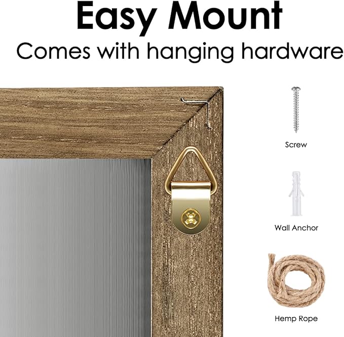 Dry Erase Monthly Calendar Whiteboard, Magnetic White Board for Wall, Office/School/Home, Solid Pine Wood Rustic Brwon Frame Hanging Board for Kitchen Grocery List, 10.6"x 14.6"(YL-RB-2737-B)