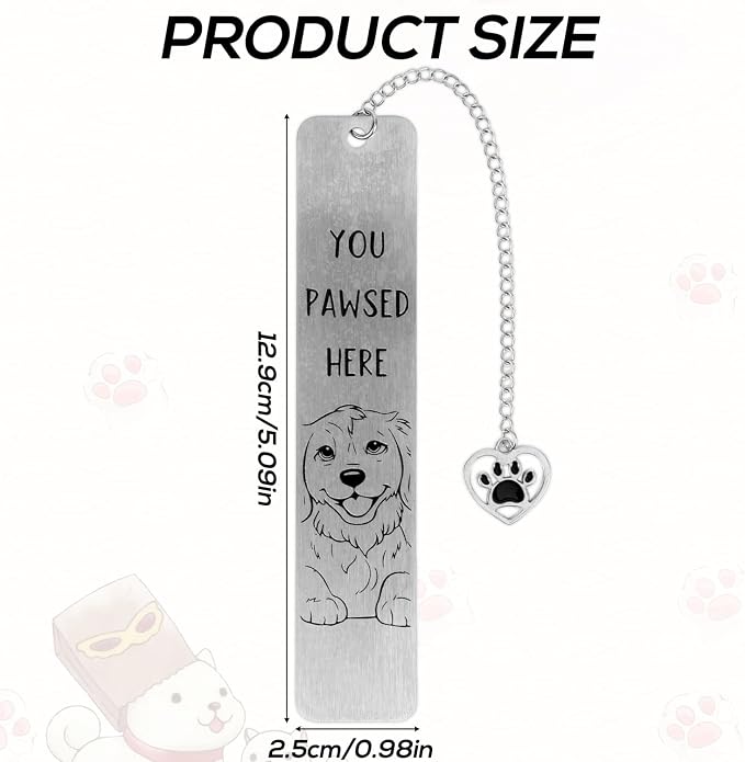 Dog Bookmark for Reading Women, Cute Dog Mom Gifts Funny Metal Dog Book Mark You Pawsed Here Bookmark Doggy Lovers Dogs Themed Gift for Owners Men Women Bookworm (Golden Retriever)