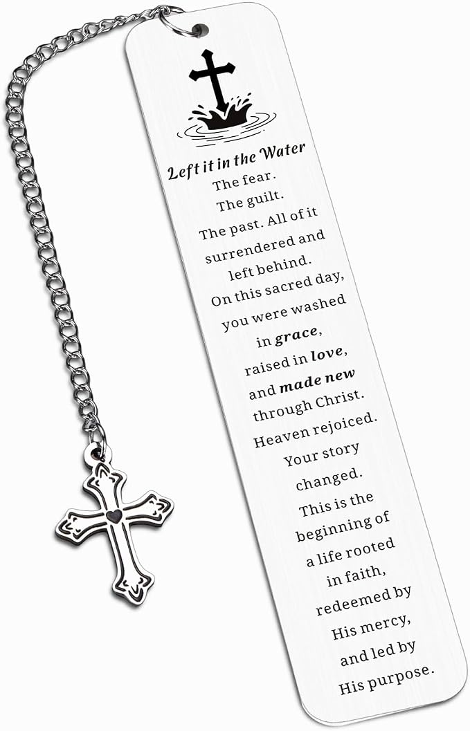 Adult Baptism Gifts for Women Men, Bulk Christian Baptism Gifts for Girls Boys, Left It in the Water Baptism Bookmark, College Dorm Room Essentials, Confirmation Gift First Communion Faith Bookmark