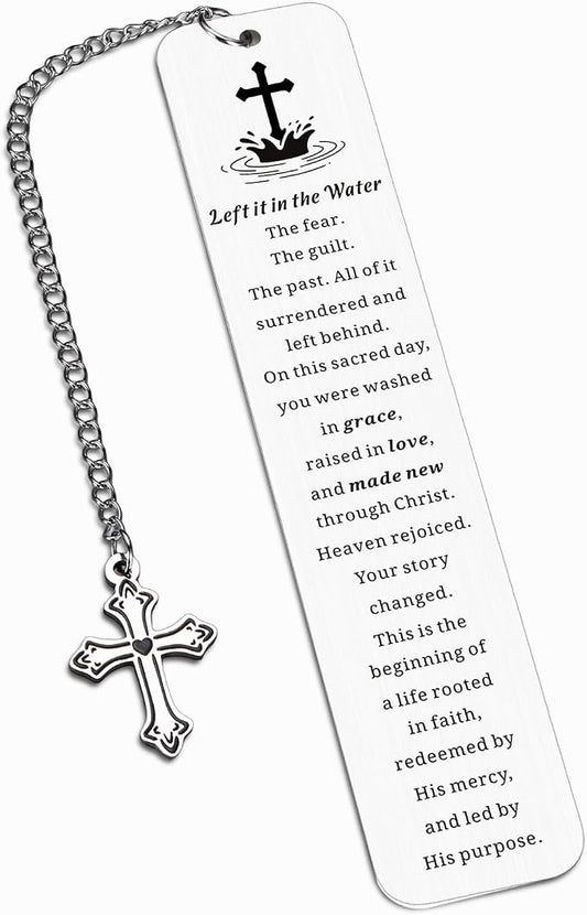 Adult Baptism Gifts for Women Men, Bulk Christian Baptism Gifts for Girls Boys, Left It in the Water Baptism Bookmark, College Dorm Room Essentials, Confirmation Gift First Communion Faith Bookmark