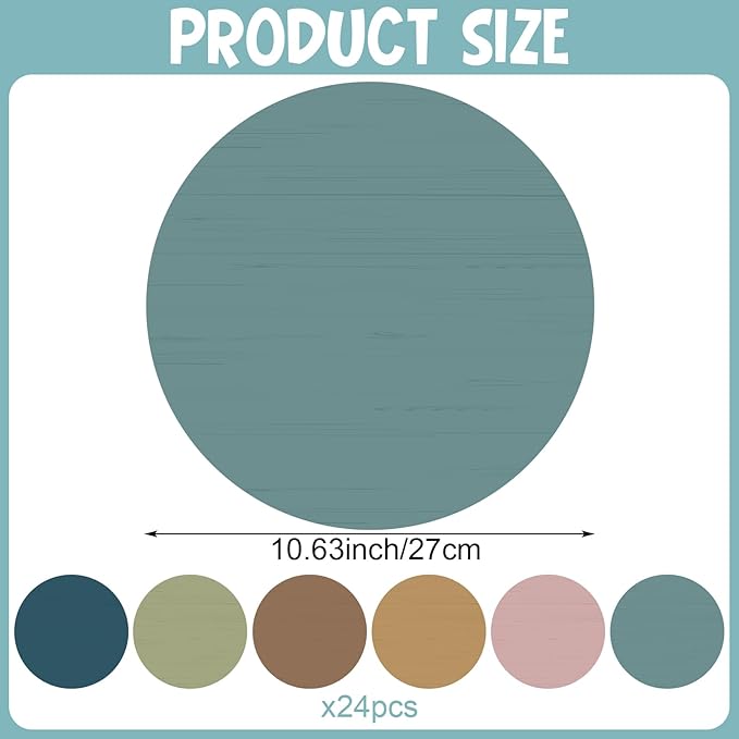 Newtay 24 Pack 10 Inch Dry Erase Dots for Classroom Tables Dry Erase Circles Colorful Removable Board Marker Wall Sticker Decal Spot Set for Student Tables Desk School Teacher Supplies(Morandi Color)