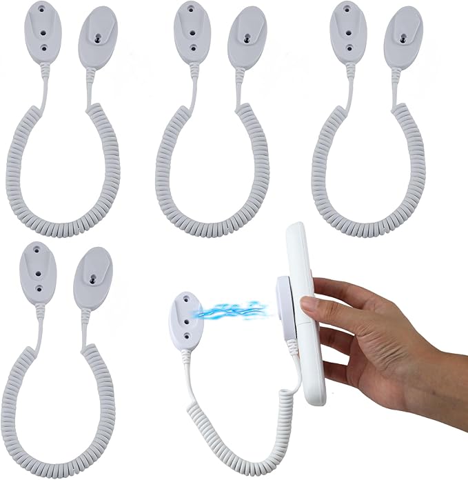 Magnetic Remote Leash Control Holder with Security Cable, Retractable Tidy Anti-lost Rope Organizer Easy Installation Stable Suitable for Projector TV Fan and Air Conditioner Remotes (4Pcs White, L)