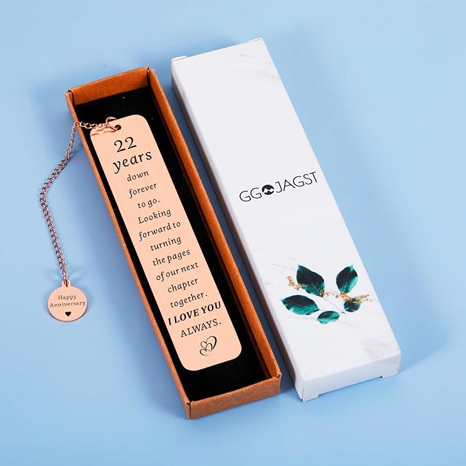 22 Year Anniversary Copper Gifts for Him Her Couples 22nd Wedding Anniversary, Gifts for Wife Husband Gift for 22nd Copper Anniversary Bookmark for Women Men