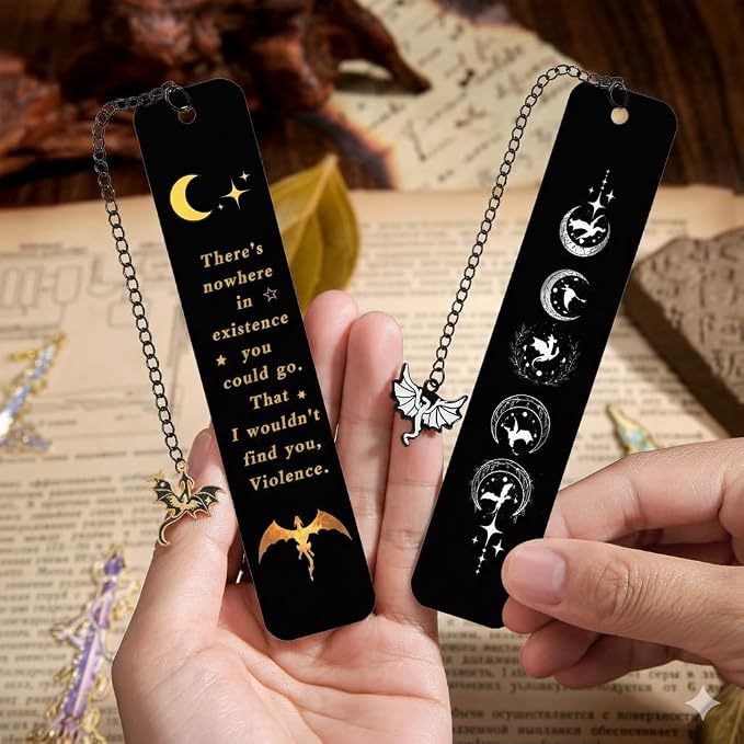 Fantasy Dragon Bookmark Set 2.0,Fourth Wing Metal Bookmarks,Cool Book Mark for Book Lovers Writers Readers Teens Men Women Adults (Black Dragon)