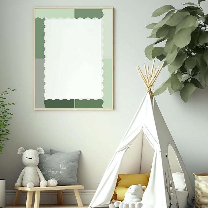 Qyeahkj 85 Feet Green Bulletin Board Border 72 Pcs Classroom Scalloped Eucalyptus Themed Bulletin Spring Paper 6 Scalloped Border Trim Greenery DIY Supplies for Back to School Home Office Wall Decor