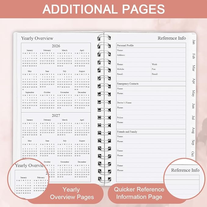 2026 Pocket Planner/Calendar - January 2026 - December 2026, A6 Weekly & Monthly Organizer Notebook & Journal to Track Goals, Easy to Organize Your Daily Life, 3.75" x 6.75", Pink