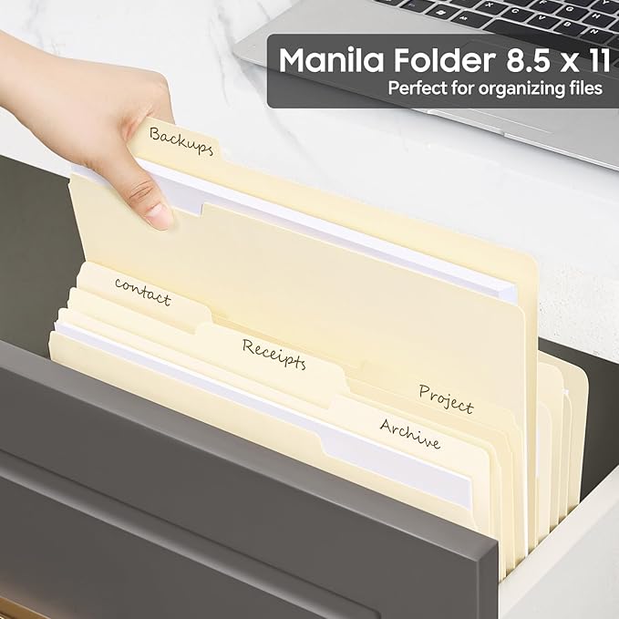 File Folders,21 Pack Manilla Folders 8.5x11,1/3 Cut Tabs Manila Folders for Easy Labeling and Organization,File Folders Letter Size for Documents School Classroom Office Supplies