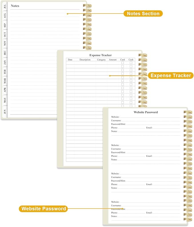 Planner 2026-2027 - Academic Planner from July 2026 to June 2027, Weekly & Monthly Planners Spiral Bound with 12-Month Tabs, Inner Pocket, 6.25" x 8.5", Beige