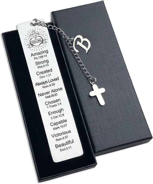 Bible Bookmark for Women Book Lovers Sister Christian Book Marker Gifts for Reader Teens Girls Baptism Birthday Christmas Gift for Coworker Students Bookish Easter Gifts (Silver-B)