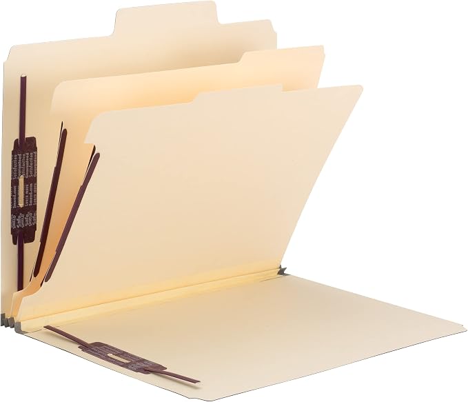 Smead SuperTab Classification Folder with SafeSHIELD Fasteners, Oversized Tab, 2 Dividers, 2" Expansion, Letter Size, Dark Blue, 10 per Box (14010)