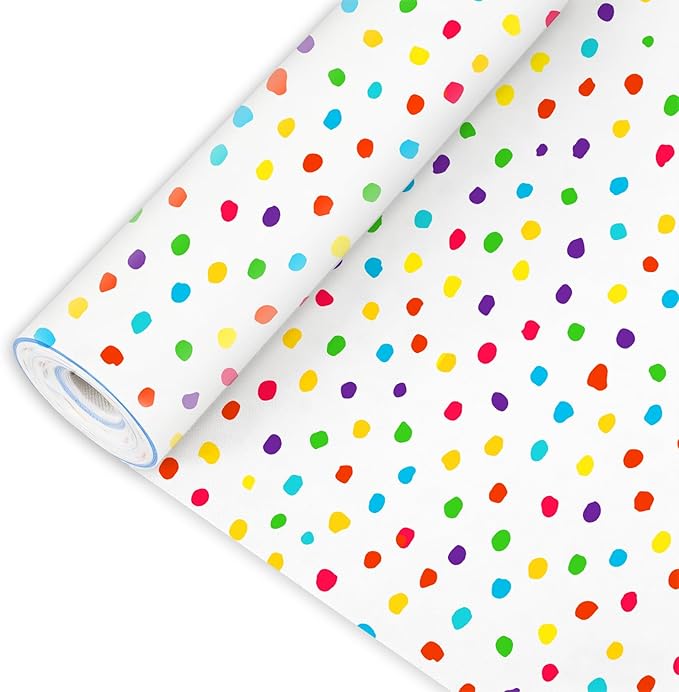 JarThenaAMCS Colorful Polka Dots Bulletin Board Roll Waterproof Erasable Bulletin Board Paper Roll for DIY Craft Drawing Painting Office Classroom Wall Decoration, 17 in x 32.8 Ft