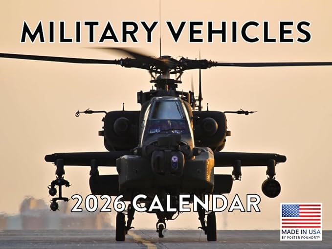 Military Calendar 2026 Navy Marine Army Vehicles Monthly Wall Calender 12 Month | American Made In The USA