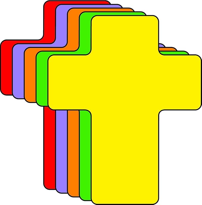 SHAPES ETC. 31 Pcs Cross Assorted Color Cut-Outs 2.75in, Construction Paper Shapes, Easter Bulletin Board Decorations, DIY Crafts, Easter, Christmas, Religious, Wall Cutouts, VBS, Made in USA