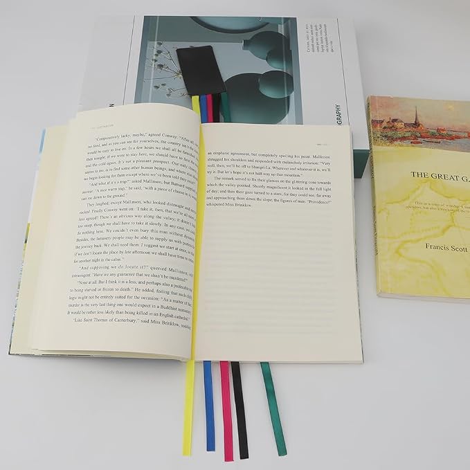 6 Pcs Bible Bookmark, Colorful Ribbon Bookmark, Artificial Leather Bible Ribbons Bookmarks, Page Markers with 5 Ribbons Colors for Books Novel Bible, Reading Lovers Students Teachers, Black