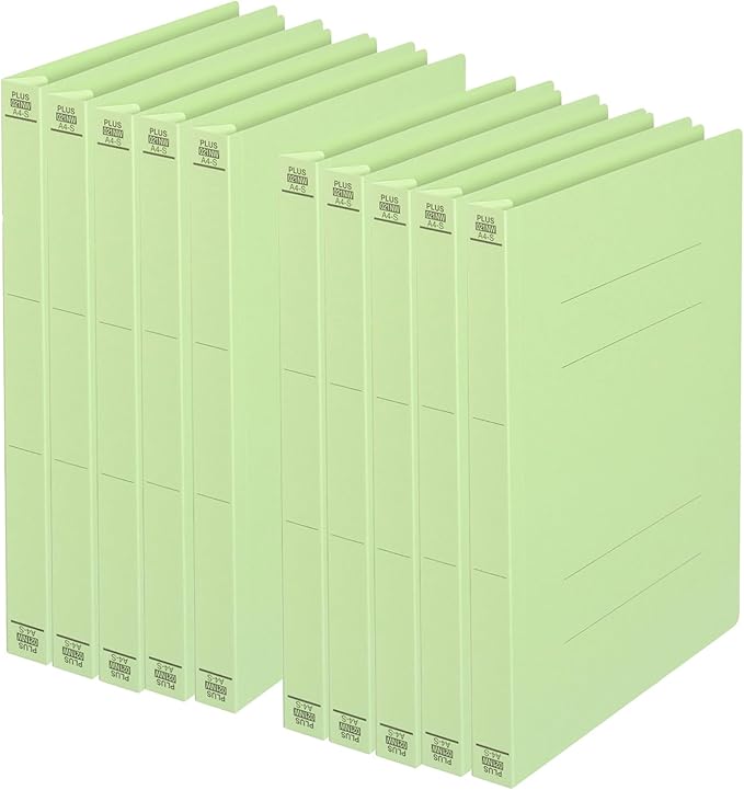 Plus Flat File, Resin Jig, Thick Binding, 10.8 inches (300 mm), A4, Vertical, Green, 10 Books, No.021NW, 79-046 x 10
