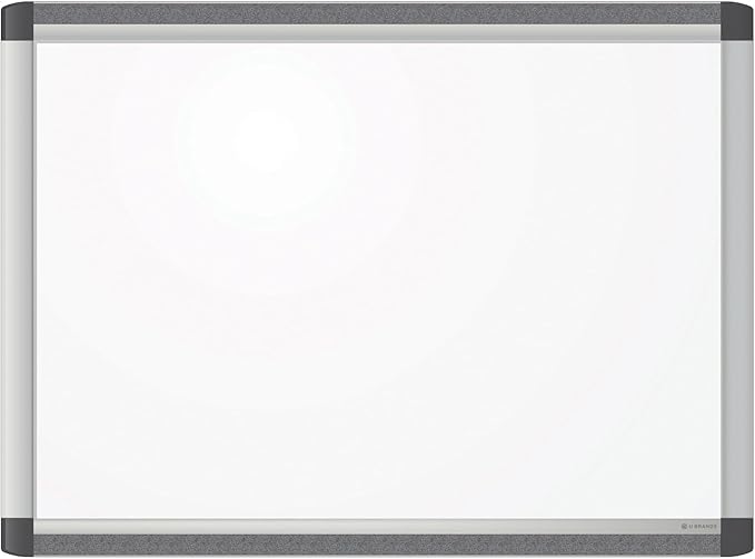 U Brands Magnetic Dry Erase Board White Board, 24" x 18" Inches, Silver Aluminum PINIT Frame, Marker Included (2804U00-01)
