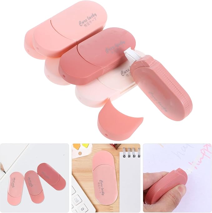 Sosoport 6pcs Gradient Pink Correction Tape Student-friendly Stationery Writing Correction Supplies Quick Application Compatible with Ballpoint Gel Fountain Pens and Pencils for School