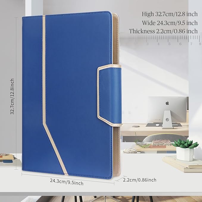 Toplive Blue A4/Letter Size Business Padfolio with Clipboard, Document Sleeve, Card Holders & Organizers