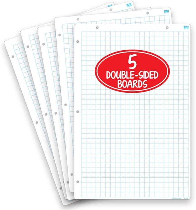 EAI Education ThinkSpace® Double-Sided Dry-Erase Plastic Boards: 1" Grid, 23" x 36" - 5 Boards