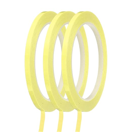 MECCANIXITY Whiteboard Tape 3/16" / 5mm Self Adhesive Graphic Chart Line Tape 72 Yard Grid Marking Stickers for Pinstripe Dry Erase Board Scrapbooking DIY Art Crafts, Light Yellow, Pack of 3